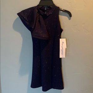 Girls Navy Sparkly One Shouldered Dress size 7